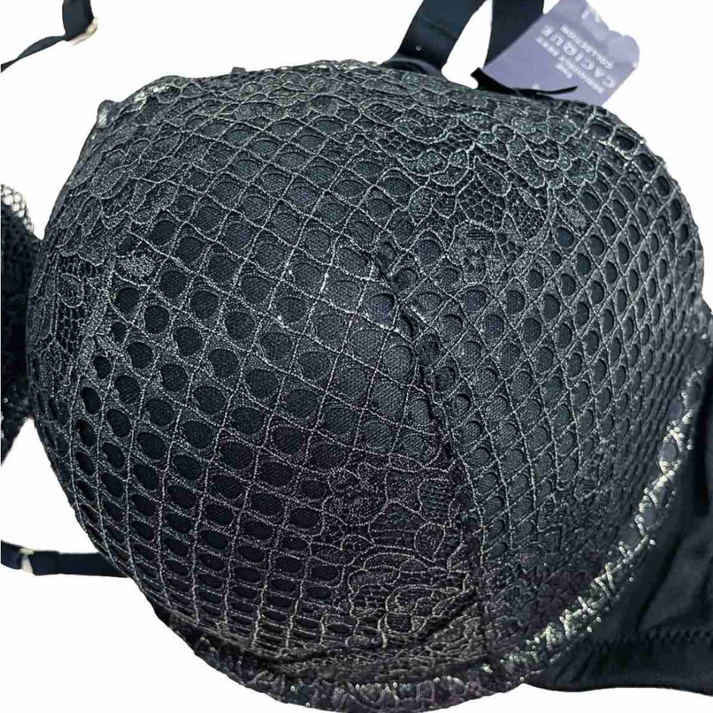 Cacique Seriously Sexy Boost Balconette Bra Black Lace 46C NWT - Picture 2 of 8